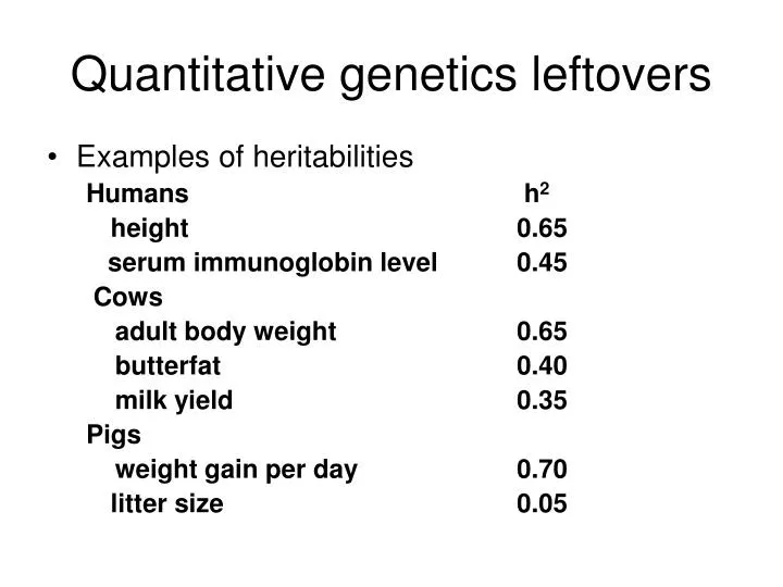 quantitative genetics leftovers