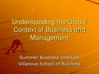 Understanding the Global Context of Business and Management