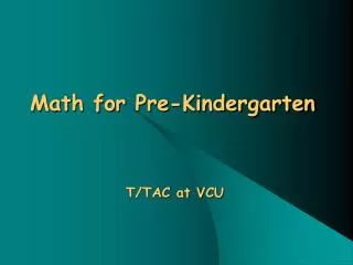 Math for Pre-Kindergarten