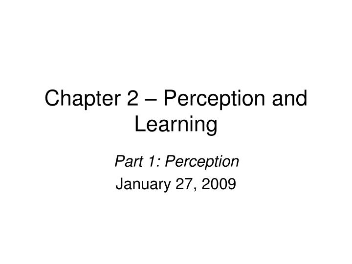 chapter 2 perception and learning
