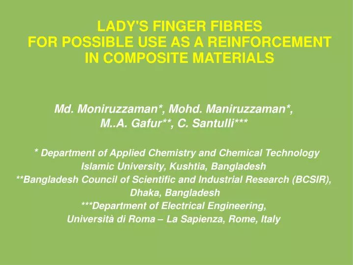 lady s finger fibres for possible use as a reinforcement in composite materials