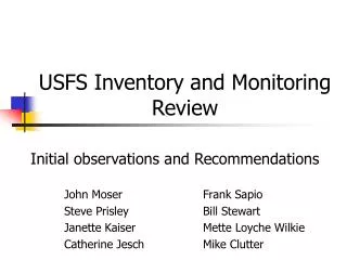 USFS Inventory and Monitoring Review