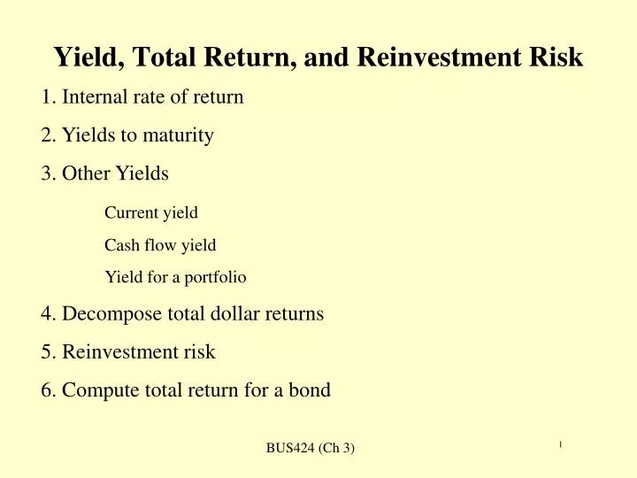 yield total return and reinvestment risk
