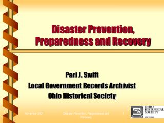 Disaster Prevention, Preparedness and Recovery