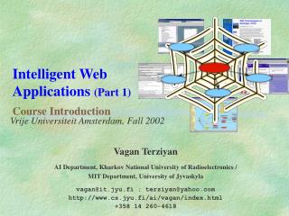 Intelligent Web Applications (Part 1) Course Introduction