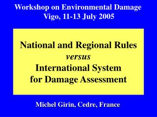 National and Regional Rules versus International System for Damage Assessment