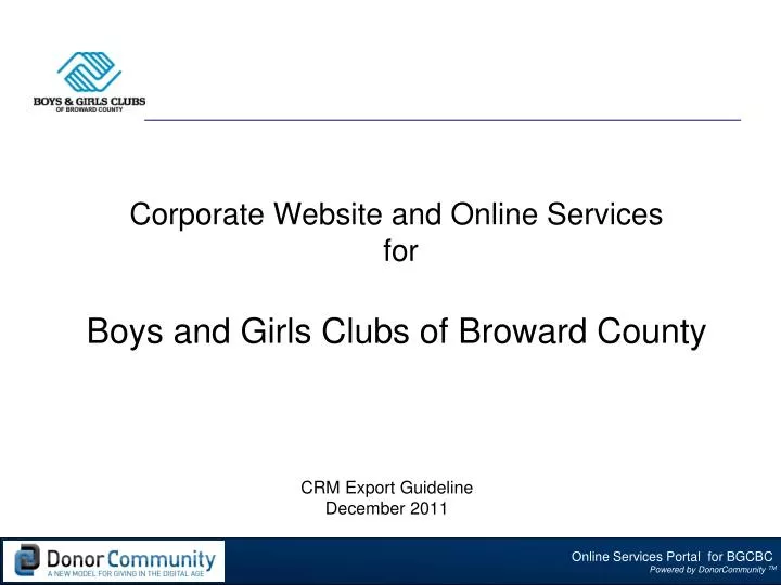 corporate website and online services for boys and girls clubs of broward county