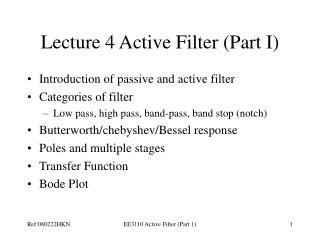 Lecture 4 Active Filter (Part I)