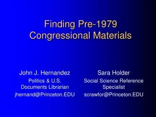 Finding Pre-1979 Congressional Materials