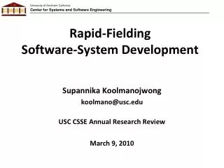 Rapid-Fielding Software-System Development