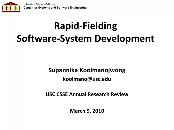 rapid fielding software system development