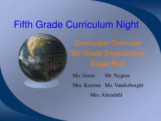 Fifth Grade Curriculum Night