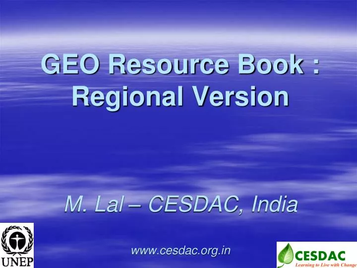 geo resource book regional version m lal cesdac india www cesdac org in