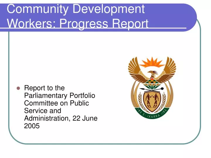 community development workers progress report