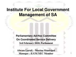 iLGM Institute For Local Government Management of SA