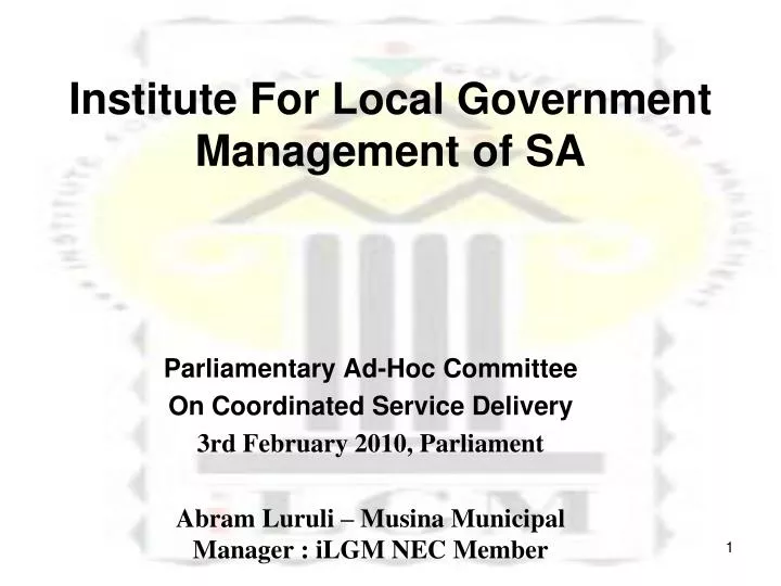 ilgm institute for local government management of sa