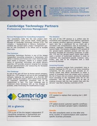 Cambridge Technology Partners Professional Services Management