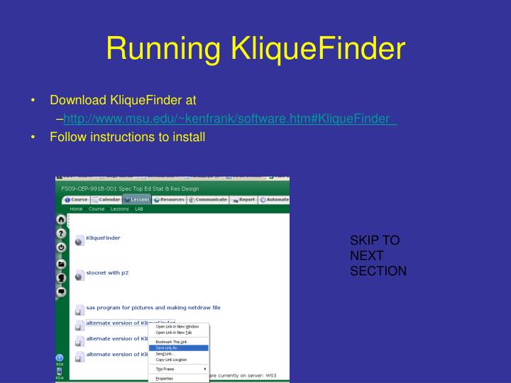 running kliquefinder