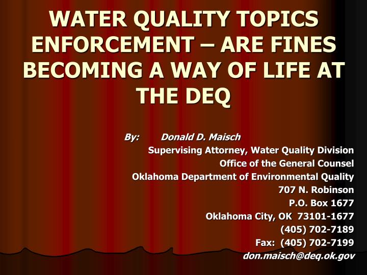 water quality topics enforcement are fines becoming a way of life at the deq