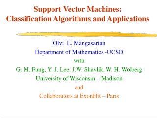 Support Vector Machines: Classification Algorithms and Applications