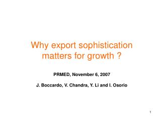 Why export sophistication matters for growth ?