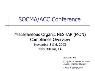 SOCMA/ACC Conference