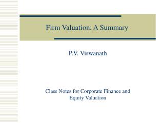 Firm Valuation: A Summary