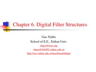 Chapter 6. Digital Filter Structures