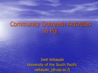 Community Outreach Activities in Fiji