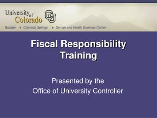 Fiscal Responsibility Training