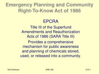 Emergency Planning and Community Right-To-Know Act of 1986