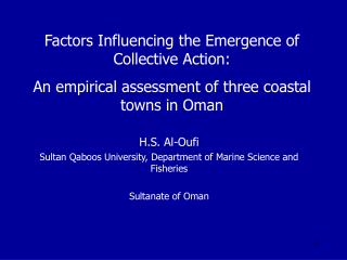 Factors Influencing the Emergence of Collective Action: An empirical assessment of three coastal towns in Oman