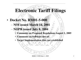 Electronic Tariff Filings