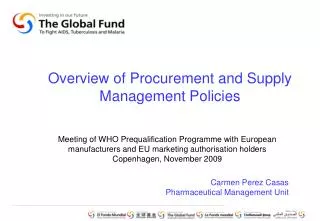 Overview of Procurement and Supply Management Policies