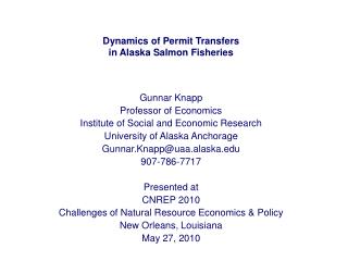 Dynamics of Permit Transfers in Alaska Salmon Fisheries