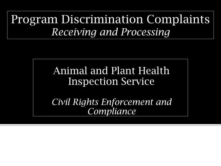 animal and plant health inspection service civil rights enforcement and compliance