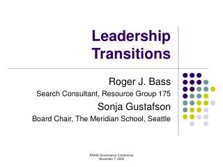 Leadership Transitions