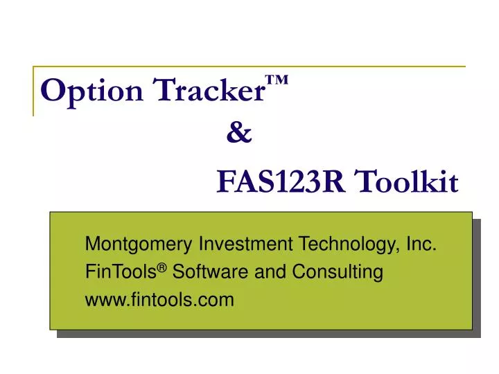 montgomery investment technology inc fintools software and consulting www fintools com