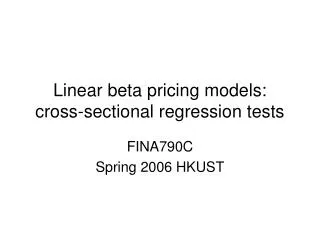 Linear beta pricing models: cross-sectional regression tests