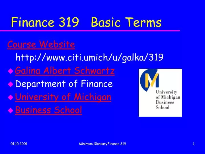 finance 319 basic terms