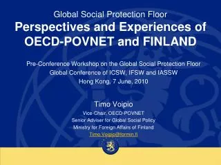Global Social Protection Floor Perspectives and Experiences of OECD-POVNET and FINLAND