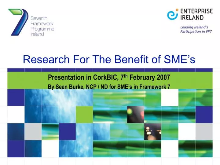 research for the benefit of sme s