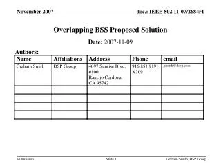 Overlapping BSS Proposed Solution