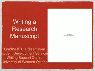 Writing a Research Manuscript