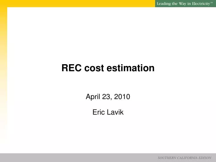 rec cost estimation