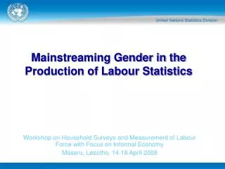 Mainstreaming Gender in the Production of Labour Statistics