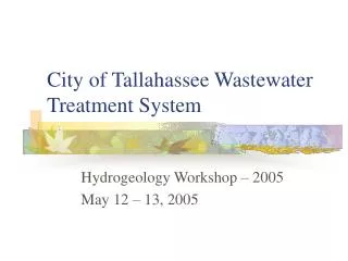 City of Tallahassee Wastewater Treatment System