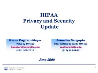 HIPAA Privacy and Security Update