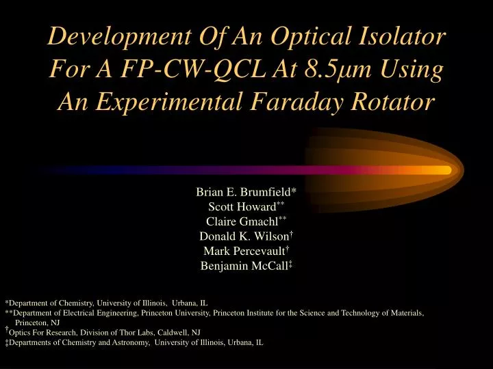 development of an optical isolator for a fp cw qcl at 8 5 m using an experimental faraday rotator