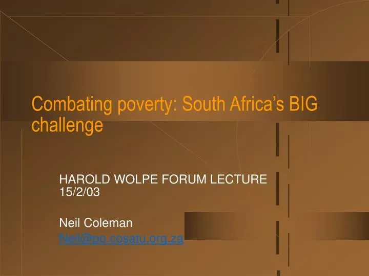 combating poverty south africa s big challenge